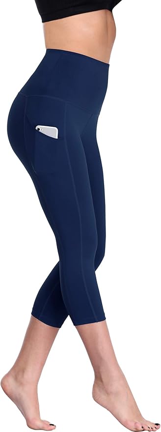 NELEUS Women's Tummy Control High Waist Capri Running Leggings Yoga Pants with Pocket
