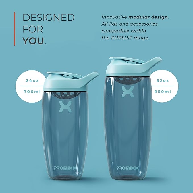 Promixx Pursuit Protein Shaker Bottle (32 oz) – Silent No-Ball Mixer, Leak-Proof Lid, BPA/BPS & Phthalate-Free ECOZEN – Easy-Clean Shaker Cup for Protein Shakes, Pre & Post-Workout Smoothies