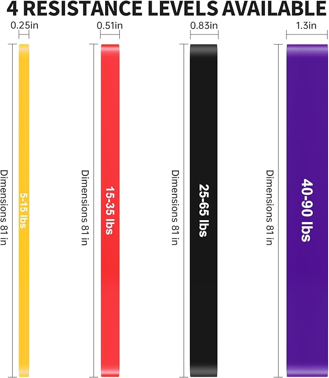 Pull Up Assistance Bands Set 5 LBS - 230 LBS, Long Resistance Bands for Pull Ups Working Out, Gym Workout Bands for Men Exercise Muscle Training and Shape Body - Carry Bag Included