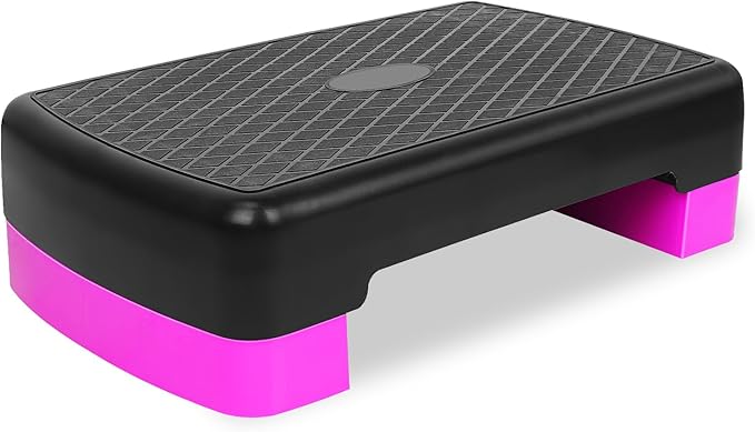 Height-Adjustable 4''-6'' Step Aerobics Platform Fitness Equipment Stepper Trainer Exercise Step Platform with 2 Riser
