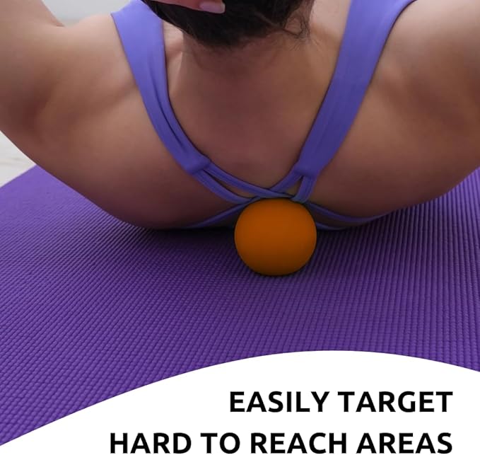 Massage Lacrosse Balls for Myofascial Release, Trigger Point Therapy Ball Set, Foot Massage Ball Roller for Plantar Fasciitis, Yoga Deep Tissue, Physical Therapy Balls Hard Rubber 2 Pack (Orange)