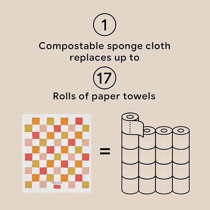 RECYCO Swedish Dishcloths for Kitchen | 6 Pack Desert Sunset Washable Dish Rags | Cellulose Reusable Cleaning Paper Towels | Absorbent Counter Dish Cloth Sponge Kitchen Wipes, 8" L x 7" W