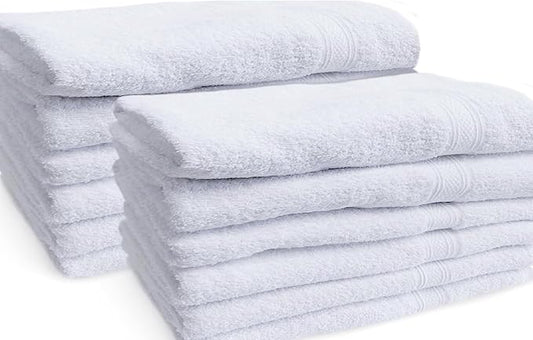 Towels N More 12 Pack 20x40 White Gym Towels, Small Bath Towels for Bathroom, Salon, Hair Dry, Spa Quality Extra Soft Towel Made from Premium Ring Spun Cotton
