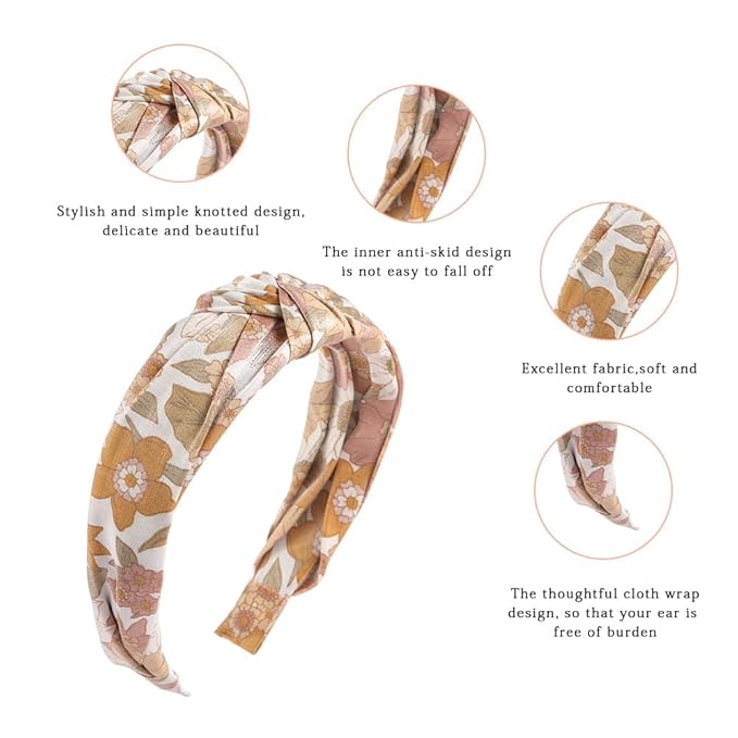 Madison Tyler Boho Headbands - Top Knot With Rhinestones, Elastic, Non Slip - Outdoor & Party