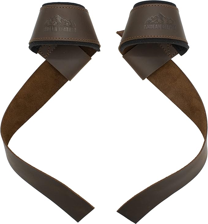 Andean Leather, Leather Lifting Straps for Weightlifting, Bodybuilding, Powerlifting, Strength Training, & Deadlifts - Padded Neoprene with Full Grain Leather