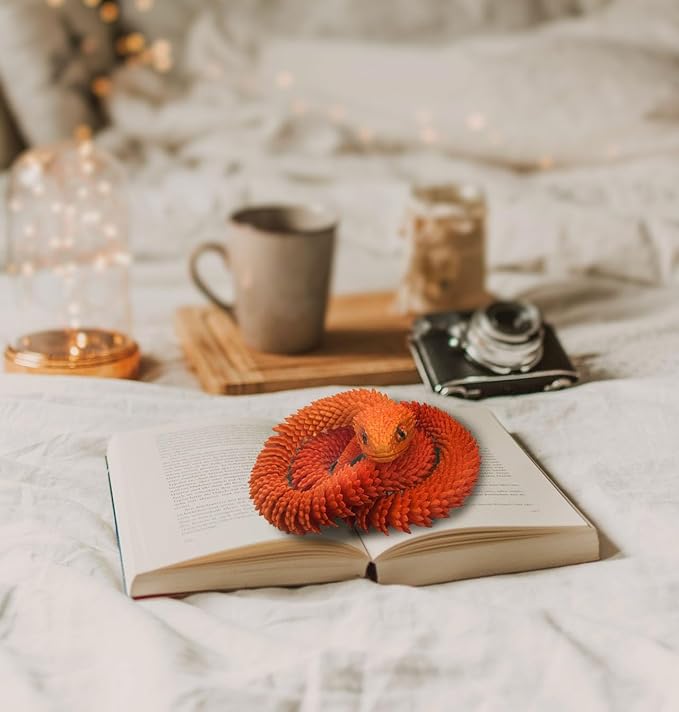 12in 3D Printed Snake Toys, Flexible 3D Printed Animal, Fidget ADHD Snake Toys, Perfect Desk Pet for Animal Collectors