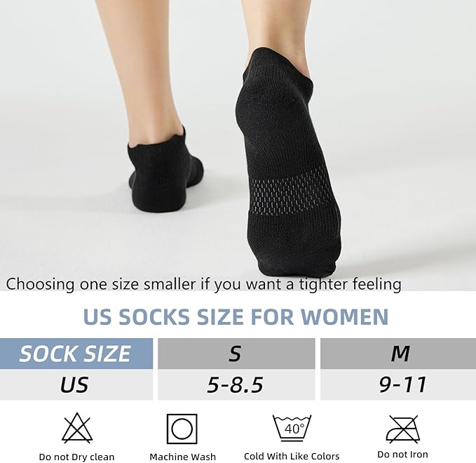 FITRELL 5-6 Pairs Ankle Running Socks for Women Athletic Cushioned Low Cut Tab Sports Socks