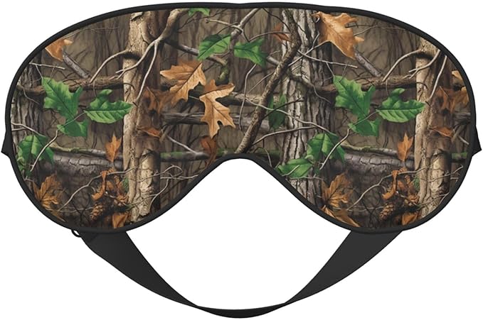 Sleep Eye Mask Camouflage Camo Branches Leaves Sleep Mask for Women Men Comfortable Eye Mask with Adjustable Strap Soft Eye Cover Blindfold for Travel Yoga Nap Shift Work