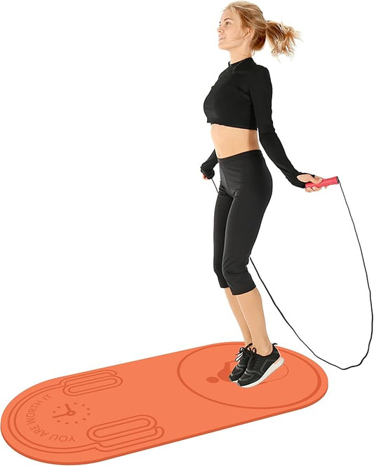 Non-Slip Jump Rope Mat Shock Absorption Rope Skipping Mat for Adults & Children Home Indoor Workout Exercise Mat