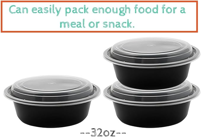 Smygoods Meal Prep Containers 32oz Plastic Take-Out Container with Lids, 1 Compartment, BPA-Free, Microwave Safe, Food Storage Containers with Lids for Lunch, Salad, Bento Box (50 Pack)