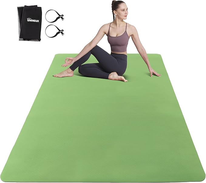 UMINEUX Large Yoga Mat for Men and Women 1/4 & 2/5 Inch Extra Thick TPE Fitness Mat for Home Gym Workout, Non-Slip, Eco Friendly Exercise Mat for Yoga, Pilates, Stretching, Meditation