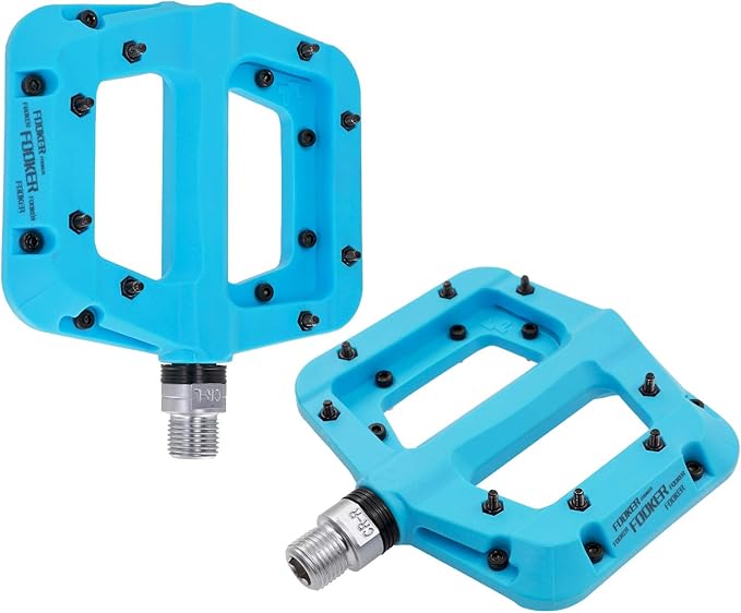 FOOKER MTB Pedals Mountain Bike Pedals 3 Bearing Non-Slip Lightweight Nylon Fiber Bicycle Platform Pedals for BMX MTB 9/16"
