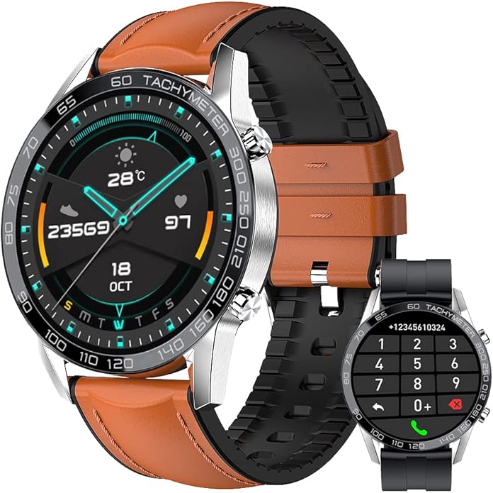 FILIEKEU Men Smart Watch for Android iOS, Bluetooth Calls Voice Chat with Heart Rate/Sleep Monitor Fitness Tracker, 1.3" Full Touch Screen IP67 Waterproof Stainless Steel Activity Tracker for Men