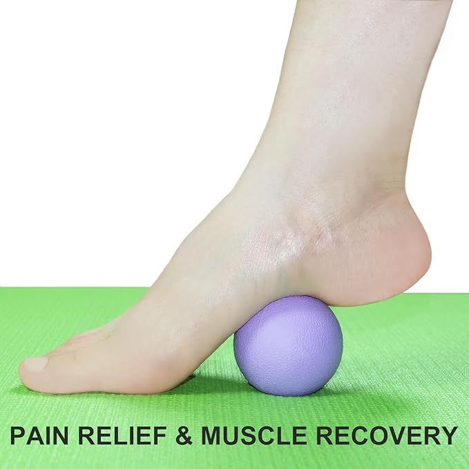 Hard Lacrosse Ball Massage Ball Therapy. Firm Trigger Point Massager Tool for Deep Tissue Yoga Physiotherapy Myofascial Release Muscle Relax Plantar Fasciitis Pain Relief (2 Pack) (Purple)