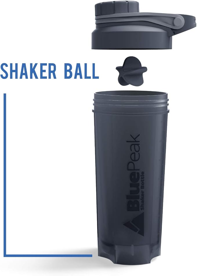 BluePeak Protein Shaker Bottle 28-Ounce, 3-Pack with Twist Cap. BPA Free, Shaker Balls Included (Purple-Red-Gray)