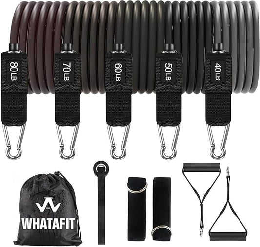 WHATAFIT Resistance Bands, Exercise Bands,Resistance Bands for Working Out, Work Out Bands with Handles for Men and Women Fitness, Strength Training Home Gym Equipment