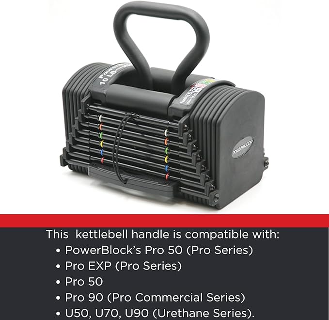 PowerBlock Pro Series Kettlebell Handle – Compatible Pro Series Dumbbells, Strength Training Accessory, for Home Gym & Commercial Use, Workout Equipment, Black