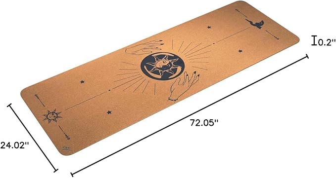 EKE Cork Yoga Mat with body Lines- Non-Slip Sweatproof Surface - 100% Recycleable Materials - Eco Friendly - Made of Cork & TPE - Ideal for Hot Yoga