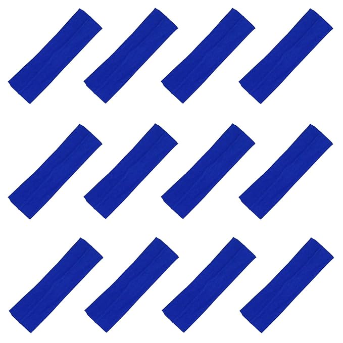 Kenz Laurenz Soft and Stretchy Elastic Cotton Headbands, Pack of 12, Blue