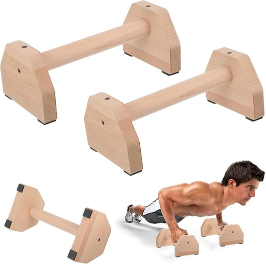 2 Pcs Push-up Stand, Wood Pushup Bars Non-Slip Base Exercise Home Workout Equipment, 26 CM Wooden Parallettes Handle Stands Grip for Men and Women Strength Training, Planks Calisthenics