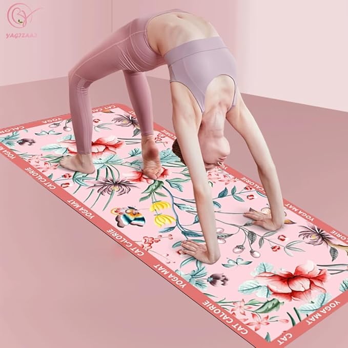 Hot Yoga Mat Towel – Non-Slip, Absorbent & Lightweight Yoga Mat Towel, 72"x26.7", Ultra-Thin 0.04", Floral Design, Microfiber & Rubber, Foldable, Perfect for Hot Yoga, Pilates & Gym