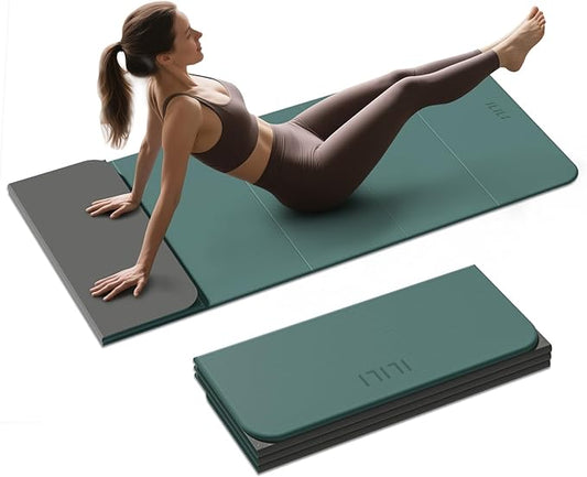 ILILI Foldable Yoga Mat, 10mm Thick, TPE Material, Extra Long 75"L x 26"W, Soft and Comfortable Folding Mat 0.4 Inches, Easy to Carry and Store, 190*66cm Portable Multi-Functional Use for Yoga, Home Exercise & Outdoor