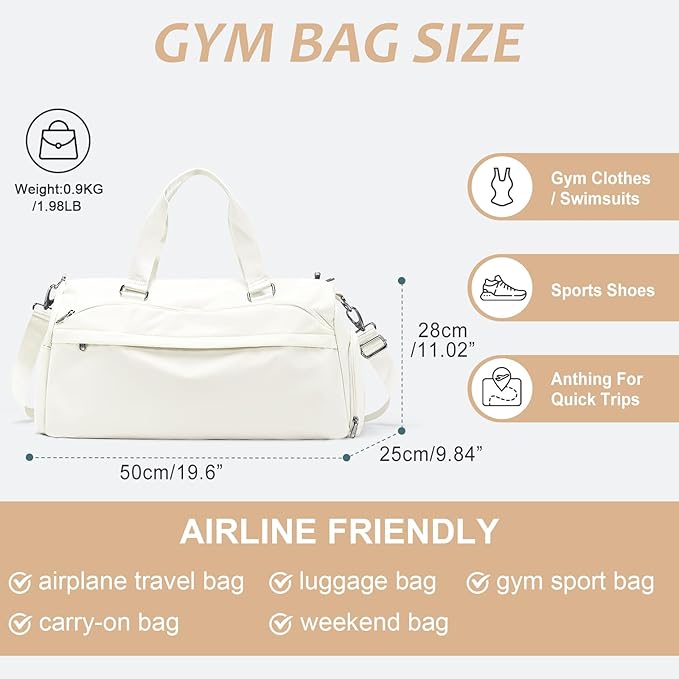 Gym Bag Womens,Travel Duffel Carry on Bag Sport Tote Bag Weekend Overnight Bag