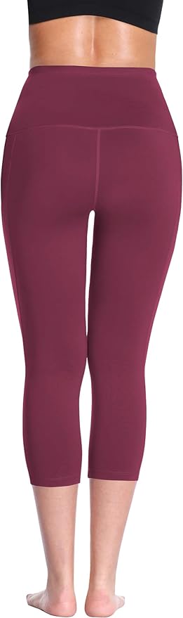 NELEUS Women's Tummy Control High Waist Capri Running Leggings Yoga Pants with Pocket