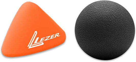 LEZER, Trigger Massage Point, Manual Massage Ball, Muscle Knots Relief Tool, Myofascial Release, Physical Therapy, Plantar Fasciitis, Set of 2 (Orange Trigger and Black Ball)
