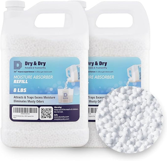 Dry & Dry Moisture Absorbers Refill Beads (16 LBS) - Dehumidifiers for Home, Basement, Bedroom, Small Dehumidifiers Moisture Absorbers