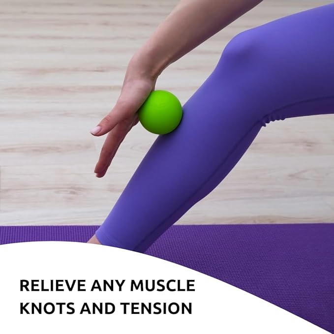 Massage Lacrosse Balls for Myofascial Release, Trigger Point Therapy Ball Set, Foot Massage Ball Roller for Plantar Fasciitis, Yoga Deep Tissue, Physical Therapy Balls Hard Rubber 2 Pack (Lime Green)