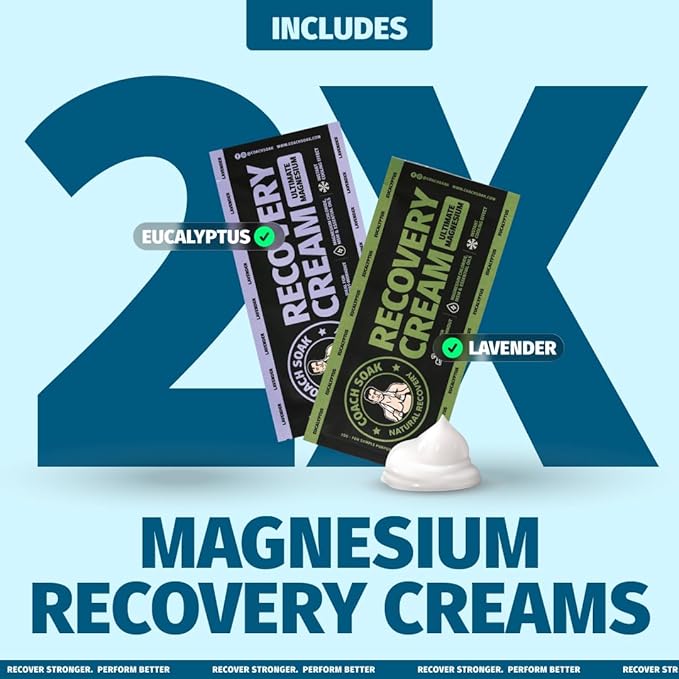 Coach Soak Massage Roller Ball – Dual Hot & Cold Stainless Steel CryoBall with Silicone Control Grip, Handheld Recovery Roller Glides Easily for Deep Tissue Massage – 2X Magnesium Cream Included