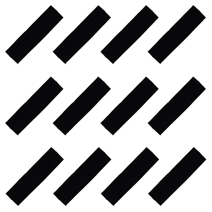 Kenz Laurenz Soft and Stretchy Elastic Cotton Headbands, Pack of 12, Black