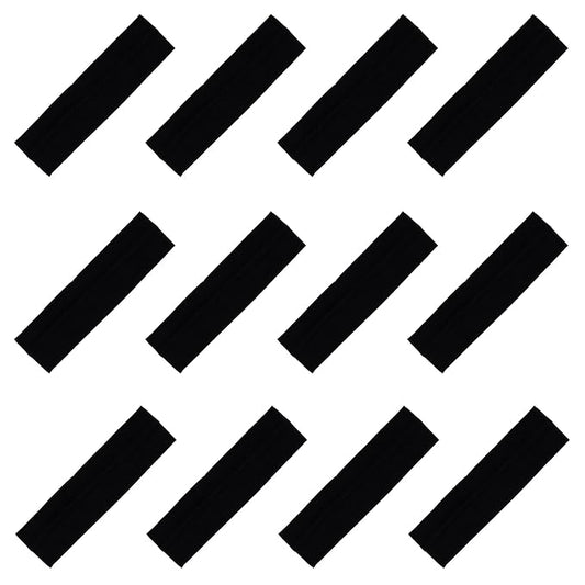 Kenz Laurenz Soft and Stretchy Elastic Cotton Headbands, Pack of 12, Black