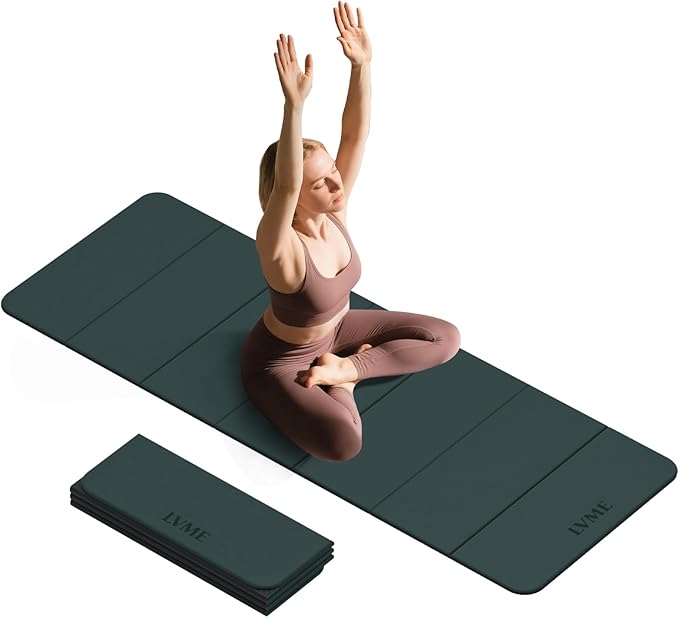 Foldable Yoga Mat, Extra Thick 0.32 inch, SGS Certifed, Non Slip, 71 x 24 inches, Foldable for Travel, Pilates, Camping, Environmental Sports Mat, Odorless TPE Material