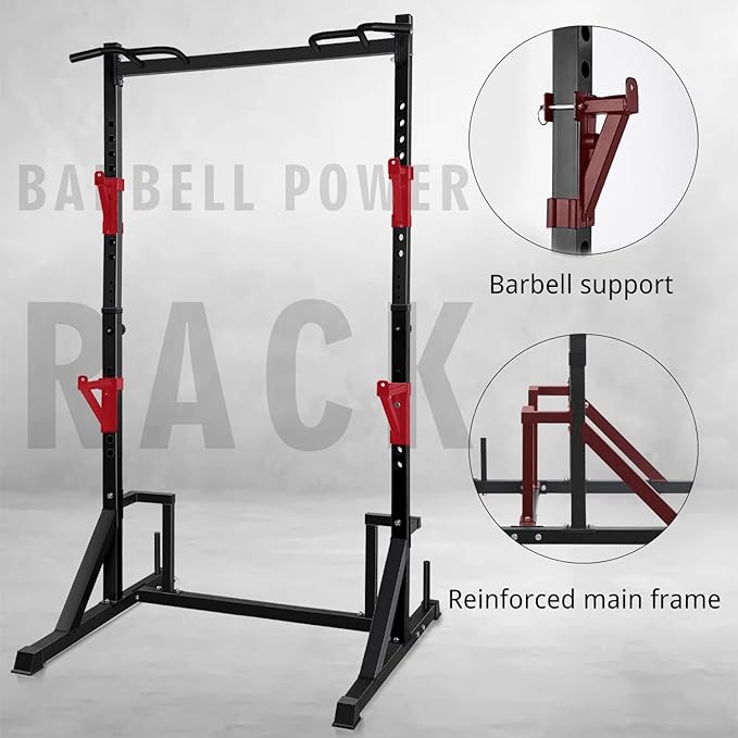 CANPA Multifunction Power Rack with Pull up Bar, Heavy Capacity and Adjustable Squat Stand Rack for Home Gym Equipment, Power Rack Cage