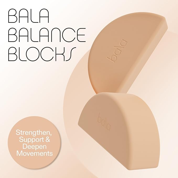 Bala Balance Blocks 2 Pack, Yoga Blocks for Working Out, (Sand) - Semi-Circular Yoga Accessories for Stretching & Exercise - Yoga Equipment for Home Workout - Yoga Block Essentials for Women & Men