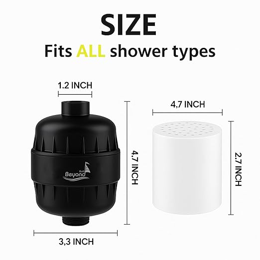 30 Stage Shower Filter Shower Head Filter High Output Softener Reduces Dry Skin Chlorine Odors Black