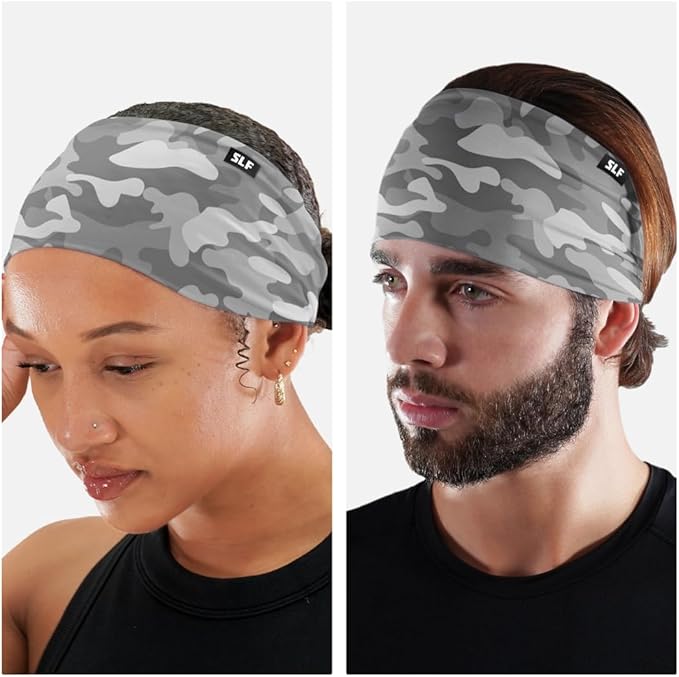 SLEEFS Sweat Bands Headbands Men & Women - Cooling Sports Mens Headband for Running, Football, Basketball, Cycling, Workout - Sweat Moisture Wicking Head Band Stretch Fit, Non-Slip Design - One Size