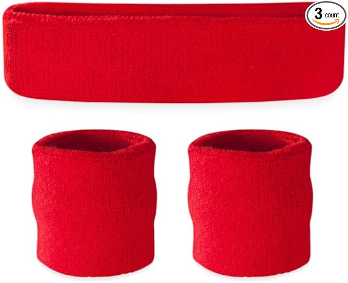 Suddora Sweatbands for Kids, Moisture Wicking 2 Wristbands and 1 Headband Set, Soft and Skin-Friendly Fabric, Moisture-Wicking Athletic Sweat Bands for Basketball, Baseball, Soccer