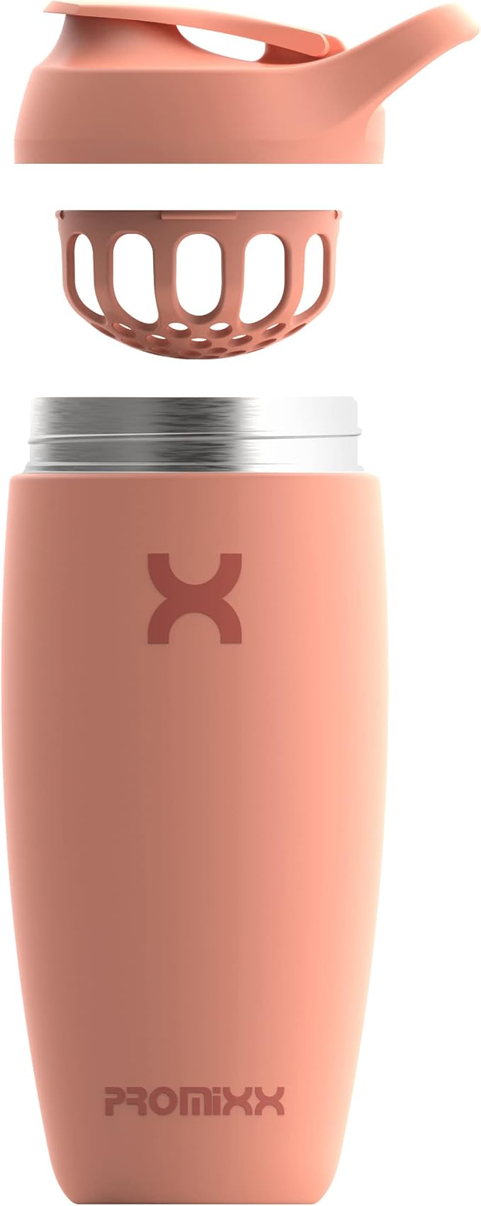 Promixx Pursuit Shaker Bottle Insulated Stainless Steel Water Bottle and shaker Cup, 18oz, Coral