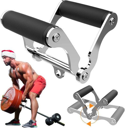 V Bar T-Bar Row Landmine Handle Attachment for Barbell Bars, Solid Mine Double D Row Handle Grips with Non-Slip Rubber Grips, T-Row Attachment for Olympic Strength Training Bars