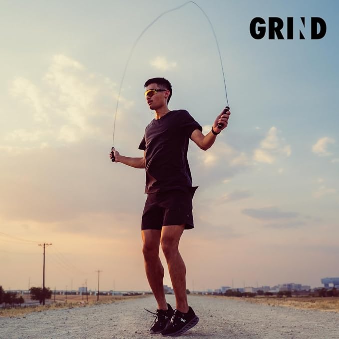 GRIND | Jump Rope - Adjustable "Float" | Tangle-Free, Rapid Speed with Ball Bearings | Ergonomic Soft Grip Handles | Skipping Rope for Fitness, Endurance Training, Gym Workout, or Home Exercise