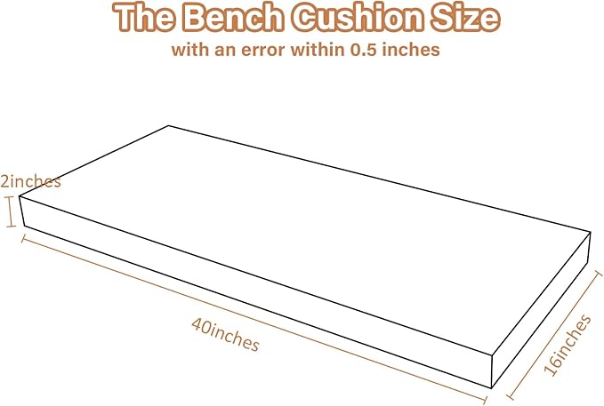 40x16x2 Linen Bench Cushion, Strengthen Breathable Indoor Seat Cushions, High-Density Bench Pad with Anti-Slip Bottom, Indoor Cushion for Bay Window Porch Furniture - Black