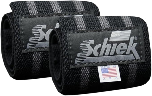 Schiek Sports Heavy Duty Wrist Wraps - Gym Workouts Wrist Support - Black Out Line Wrist Wraps