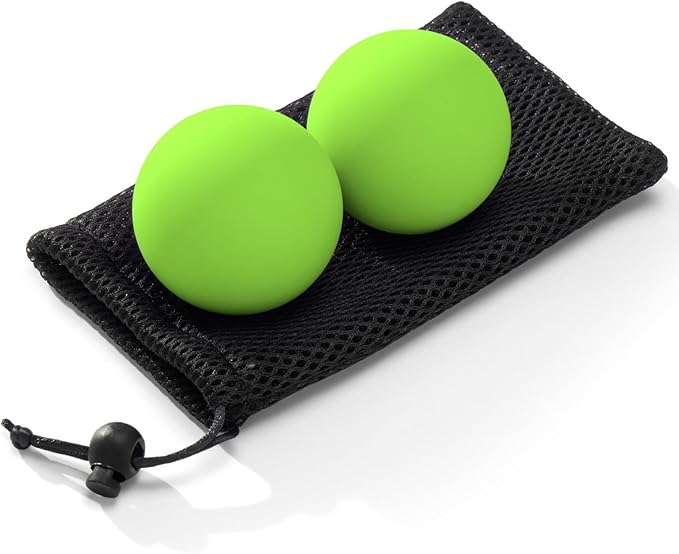 Massage Lacrosse Balls for Myofascial Release,Yoga Deep Tissue Massage,Trigger Point Therapy and Foot Plantar Fasciitis,Muscle Soreness Massager Ball (2 Packs) (Green)
