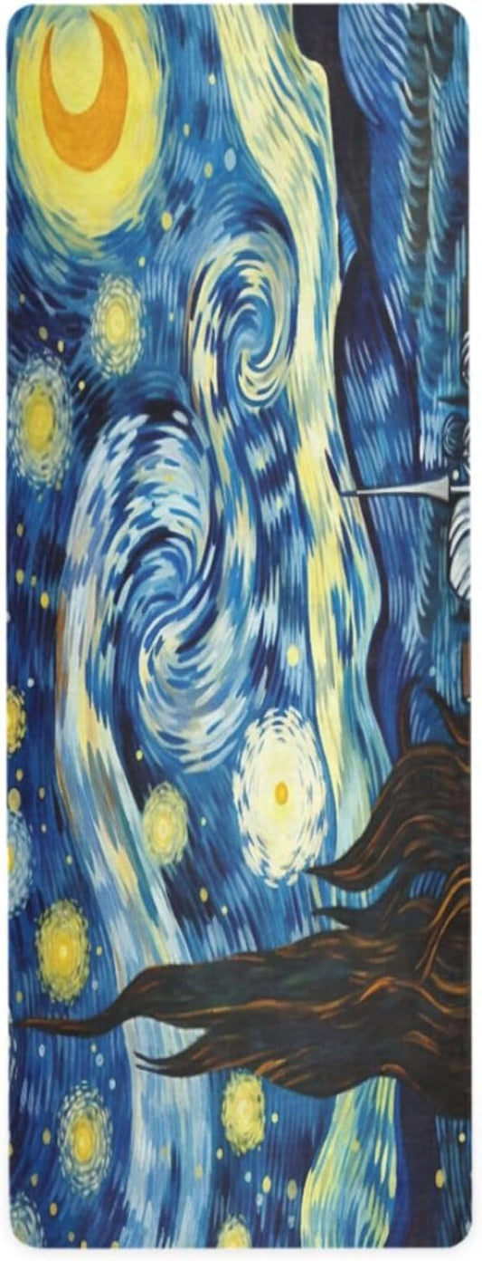 Starry Night Van Gogh Yoga Mat Non Slip Thick Pilates Fitness Mats Portable Exercise Mats for Home Workout Gym 71 * 26 inches