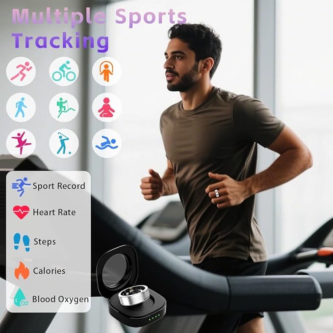 Smart Ring for Women – Fitness Tracker Ring with Heart Rate, SpO2, Blood Pressure, Sleep Monitoring, Step & Calorie Counter, No Subscription Fee, iOS & Android Compatible (Silver, 12)