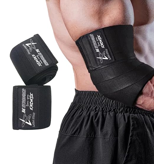 Elbow Wraps for Weightlifting, Bench Press, Cross Training & Powerlifting for Men and Women - 47" Nylon (1 Pair) Elbow Straps - Increases Stability of Joints and Supports Injury Recovery