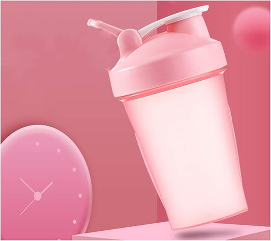 Shaker Bottle Blender w. Classic Loop Top & Stainless Whisk Ball-Perfect for Protein Shakes and Pre Workout (16 Oz-400ML, Pink/Pink Cup)